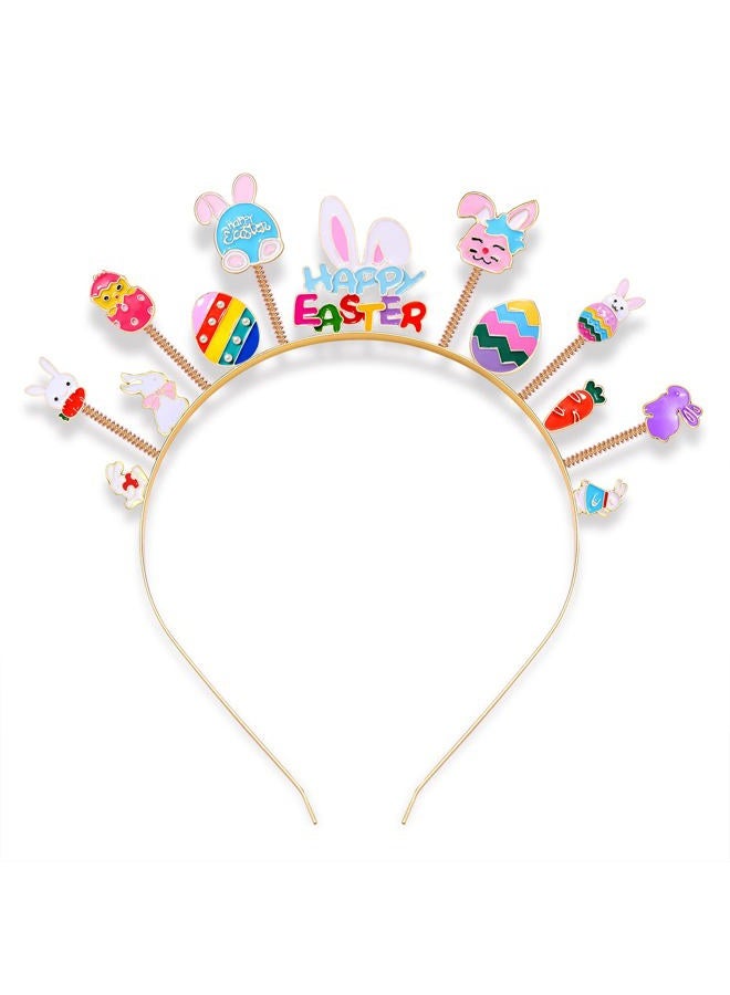 NVENF Easter Headband for Women Girls Cute Bunny Hairband Rhinestone Rabbit Head Bopper Crystal Easter Headwear Party Favors Gift(Happy Easter) - Image 1